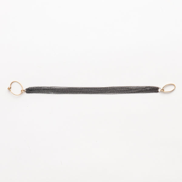 14K gold oxidized sterling silver chain bracelet handmade NYC