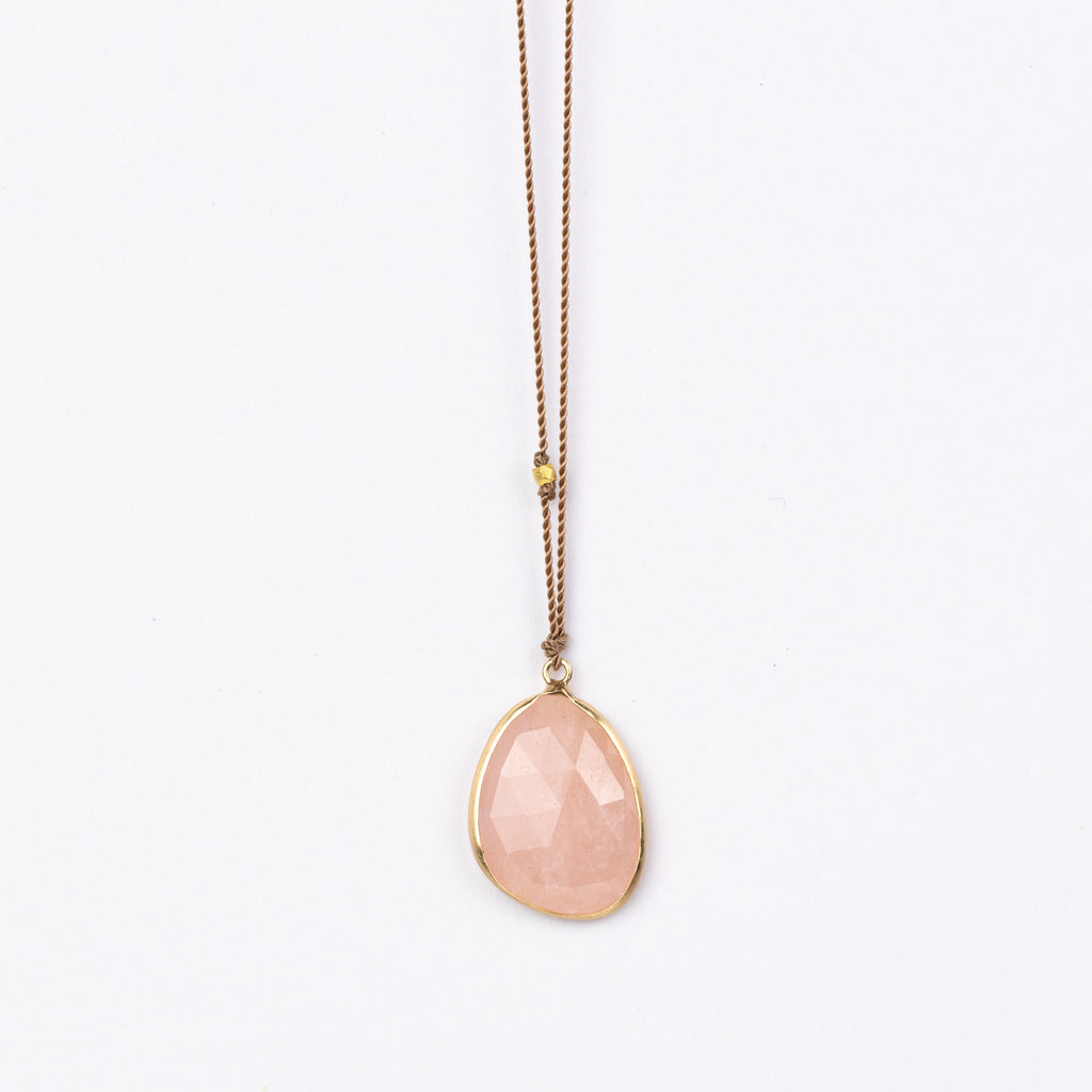 Morganite Drop Pendant necklace, Margaret solow simple handmade elegant jewelry
