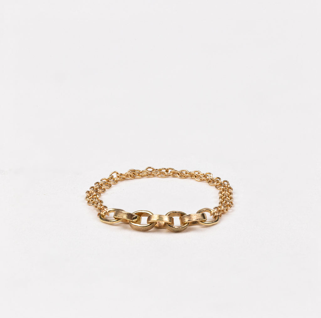14k gold chain  tiny links ring NYC handmade