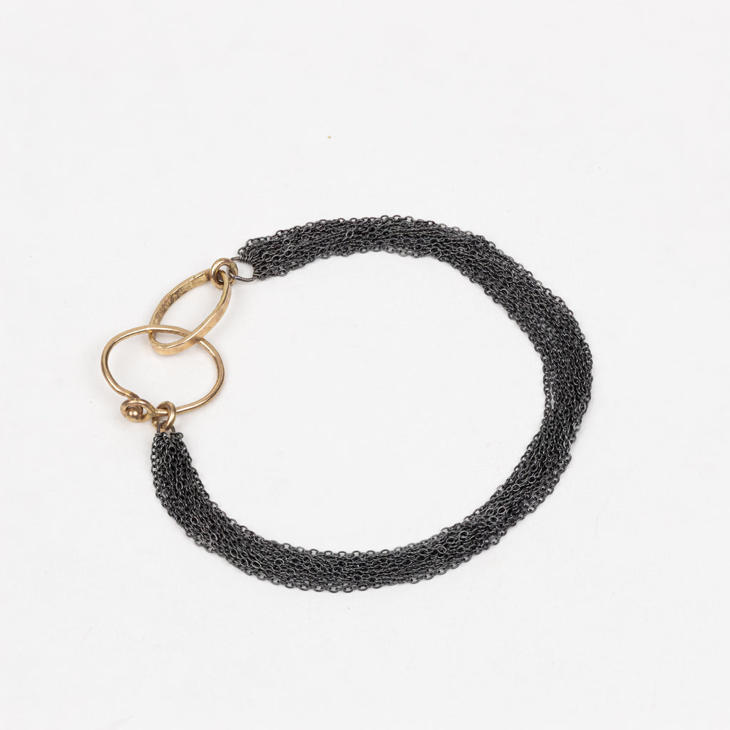 14K gold oxidized sterling silver chain bracelet handmade NYC