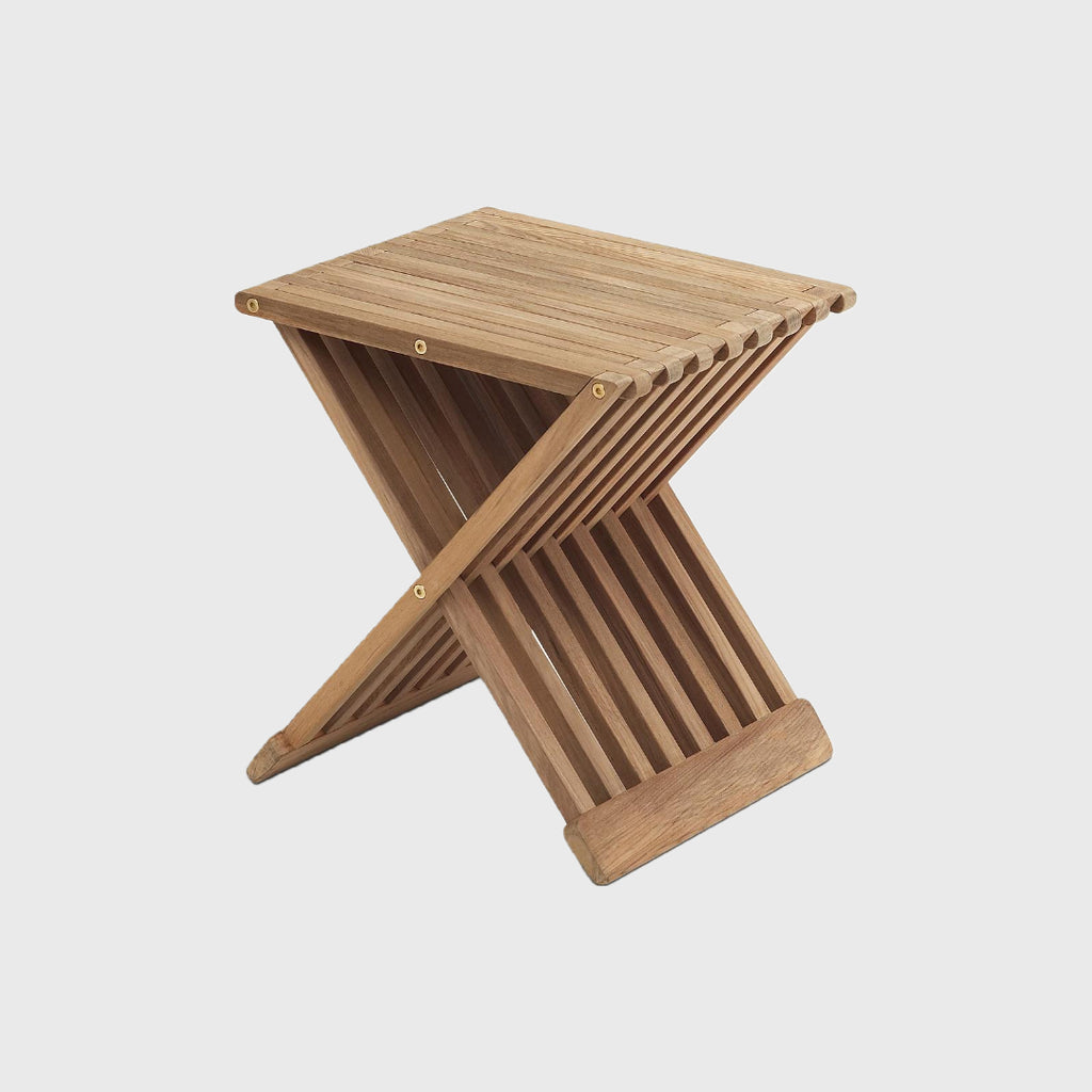 fionia stool folds available in teak or oak by Skagerak