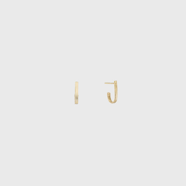 Handmade 14K gold stud earringSarah Macfadden  Shaped like a letter J from to back NYC