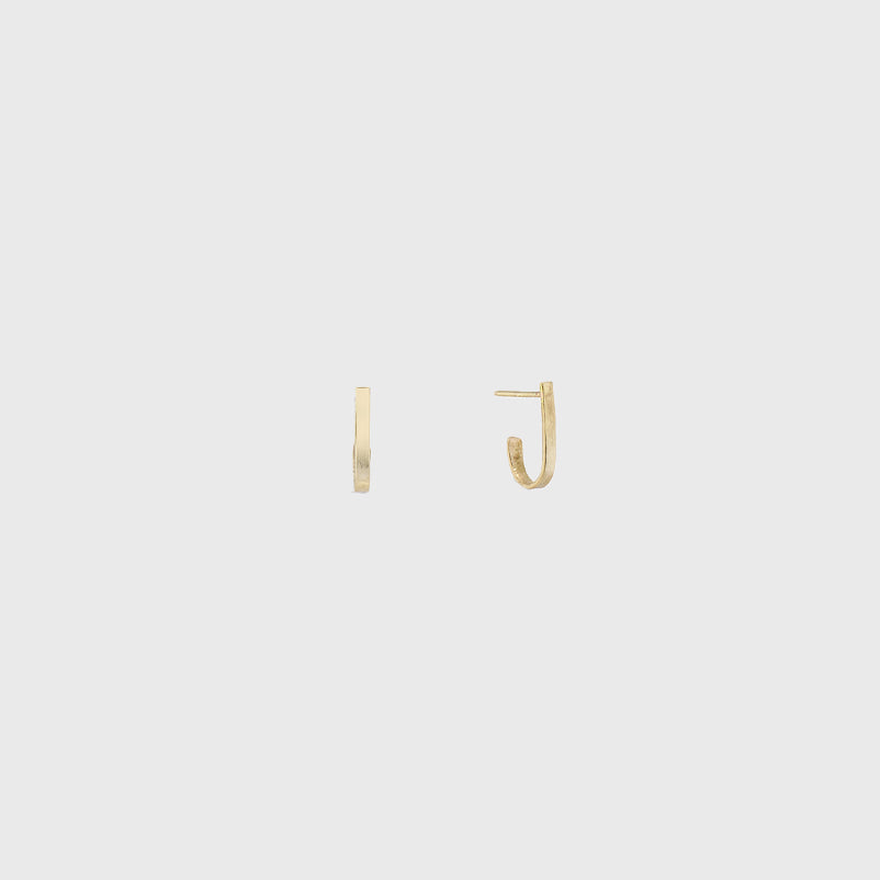 Handmade 14K gold stud earringSarah Macfadden  Shaped like a letter J from to back NYC