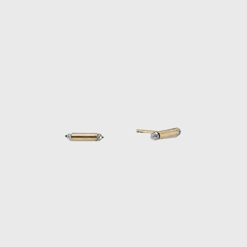 recycled 14k gold grey diamonds earrings handmade NYC