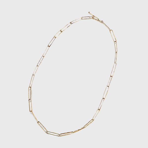 14K gold rectangular link necklace  16" handmade NYC