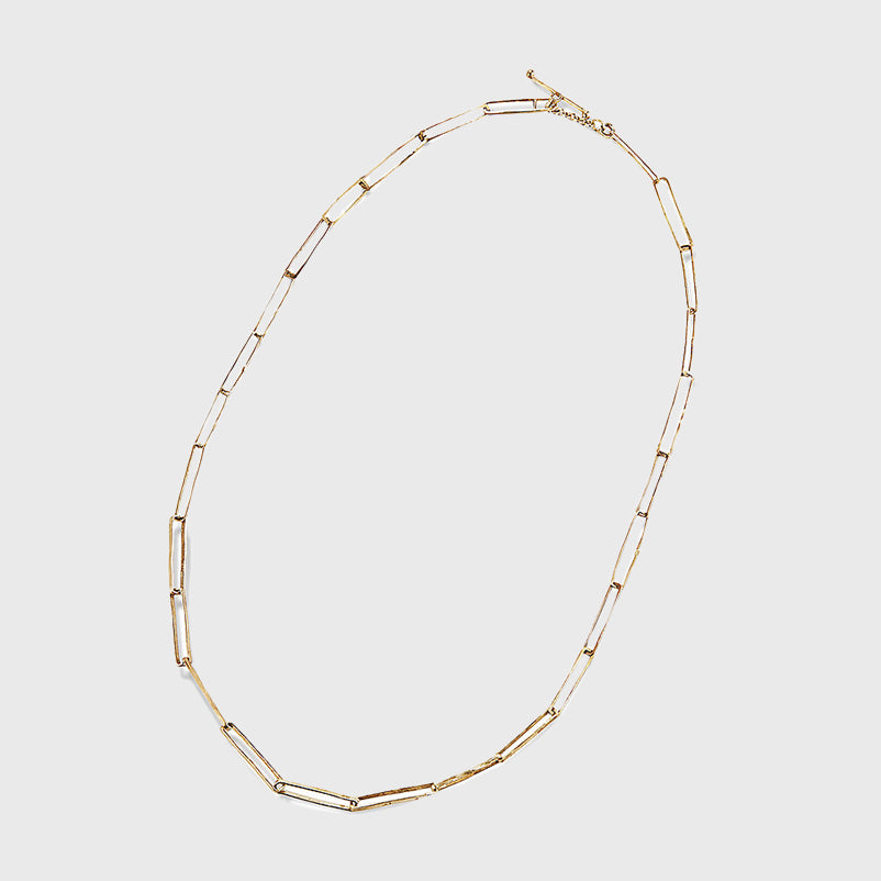 14K gold rectangular link necklace  16" handmade NYC