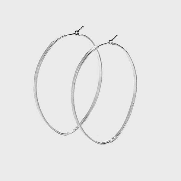 sterling silver earring hammered oval hoop handmade NYC