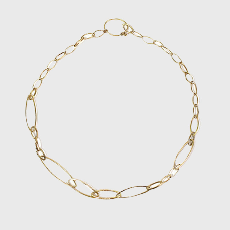 14 K gold handmade necklace large oval links NYC