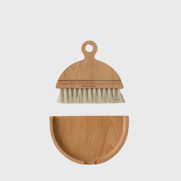 Table brush set Iris hantverk remove crumbs beech tray and horsehair brush