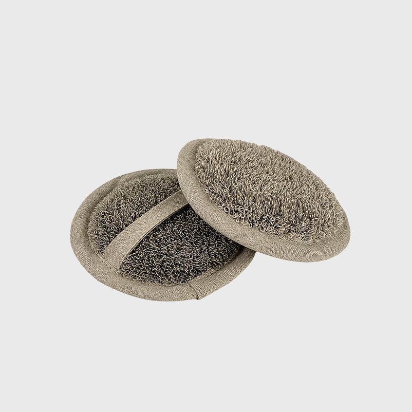 Linen Face sponge Iris Hantverk Essentials made in Lithuania exfoliate face scrub