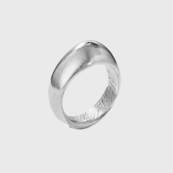 sterling silver dome carved round top ring NYC handmade
