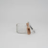 salt pot glass wooden scoop