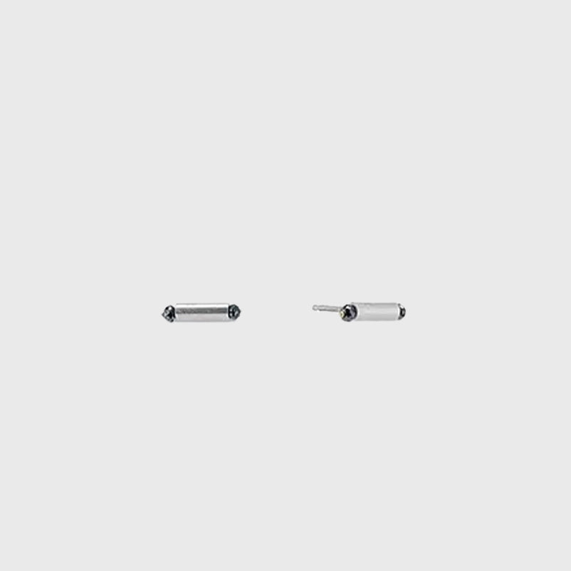 black diamonds in a sterling silver bar handmade Nyc
