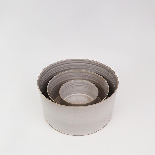 tracie hervey basic cylinder bowls glazed gray pottery ceramics handmade in queens