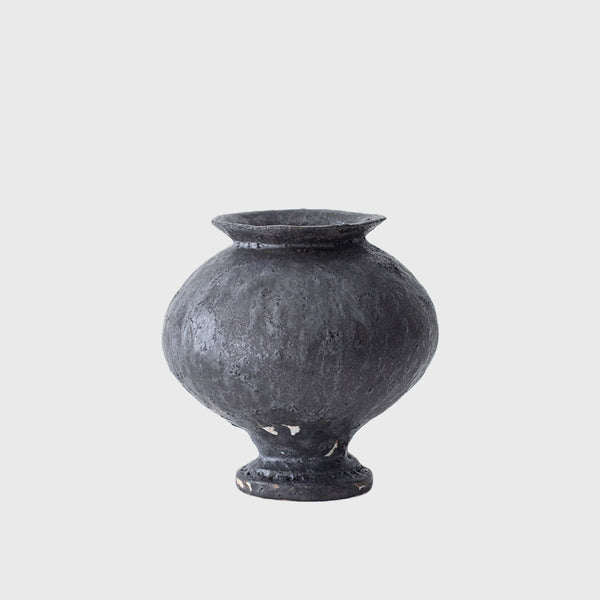 Stamnos antracits canoa small black vase