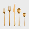 Linea Flatwear gold stainless steel ice matte finish made in italy