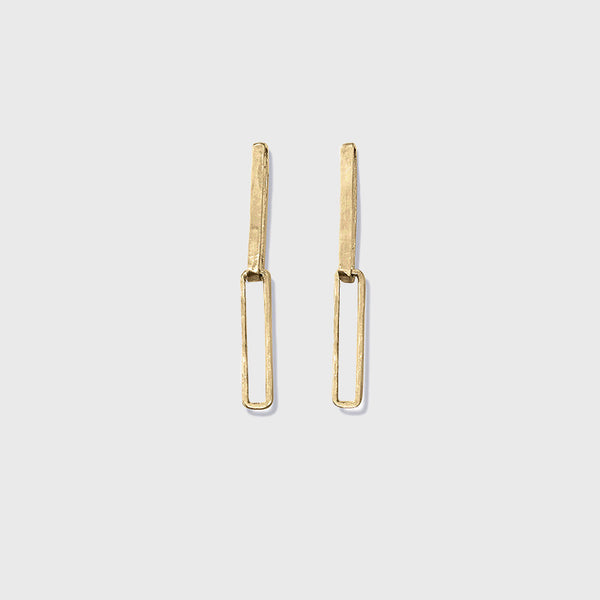 14 k gold rectangular earring Nyc handmade