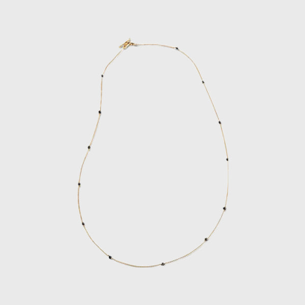 18k gold chain with small grey diamonds 16" long delicate